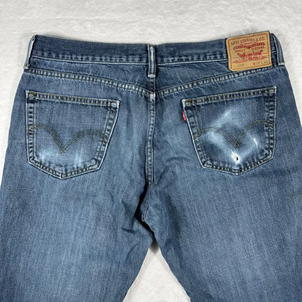 Levis 559 Relaxed Straight Jeans‎ Mens 36x32 Blue Denim Medium Wash 100% Cotton